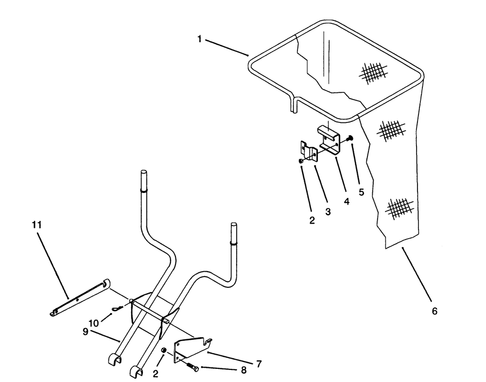 Bag & Frame Assembly Diagram and Parts List for 79301 3900001 - 3999999 Toro Lawn Tractor Accessories