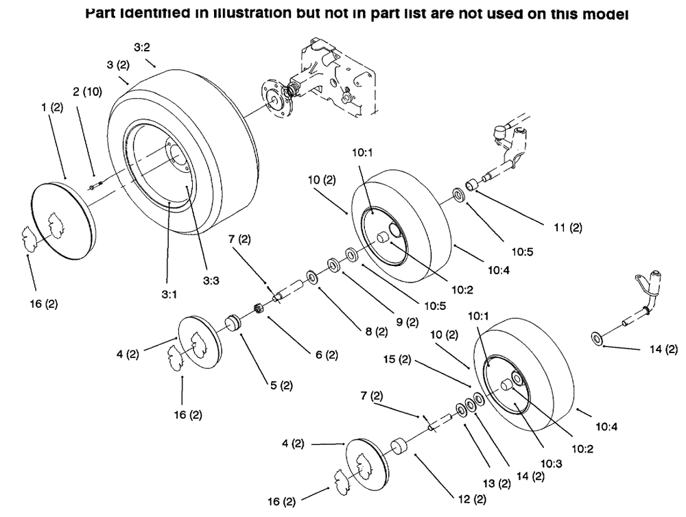 Wheels And Tires Diagram and Parts List for 73502 6900001 - 6999999 Toro Lawn Tractor