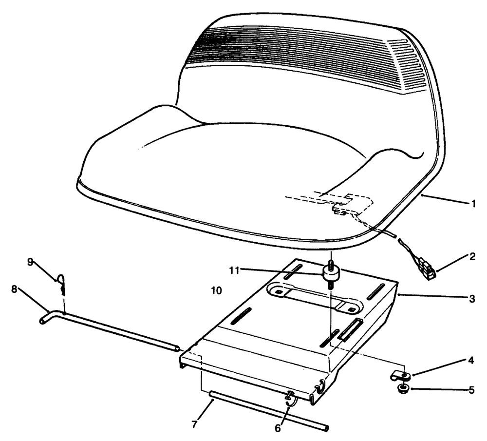 Seat Assembly Diagram and Parts List for 70080 6900001 - 6999999 Toro Lawn Tractor