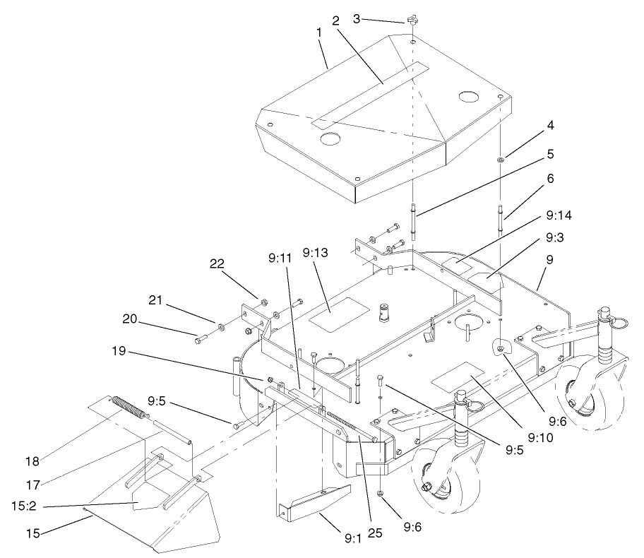 Deck Assembly Diagram and Parts List for 30194 (220000001-220999999)(2002) Toro Lawn Mower