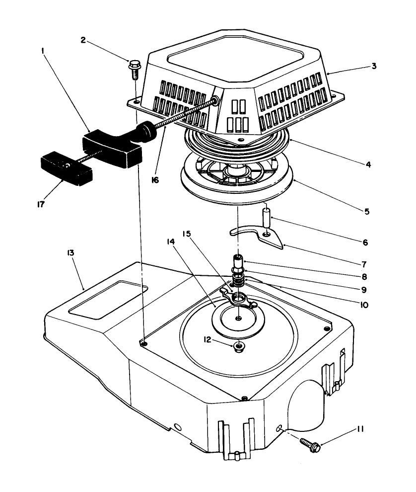 Recoil Assembly (Model No. Vml0-7) Diagram and Parts List for 20921B 2000001 - 2999999 Toro Lawn Mower