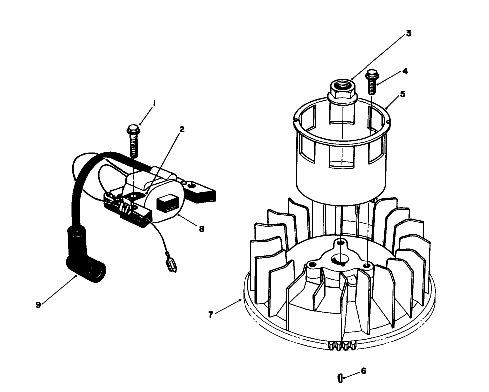 Magneto & Flywheel Assembly (Model No. Vml0-5) Diagram and Parts List for 20926B 2000001 - 2999999 Toro Lawn Mower