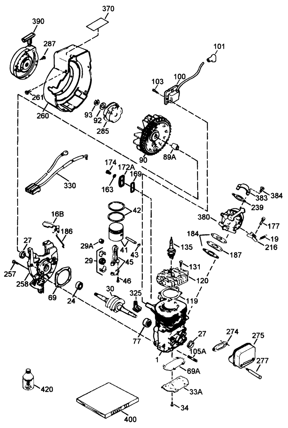 Engine Tecumseh Model No. Hsk600 Type 1680s Diagram and Parts List for 38176 6900001 - 6999999 Toro Snow Blower