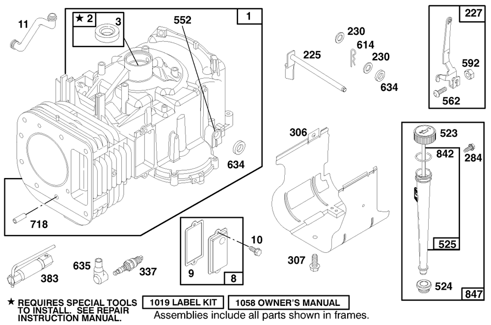 Engine Briggs & Stratton Model 28n777-0174-01 Diagram and Parts List for 71217 7900001 - 7999999 Toro Lawn Tractor