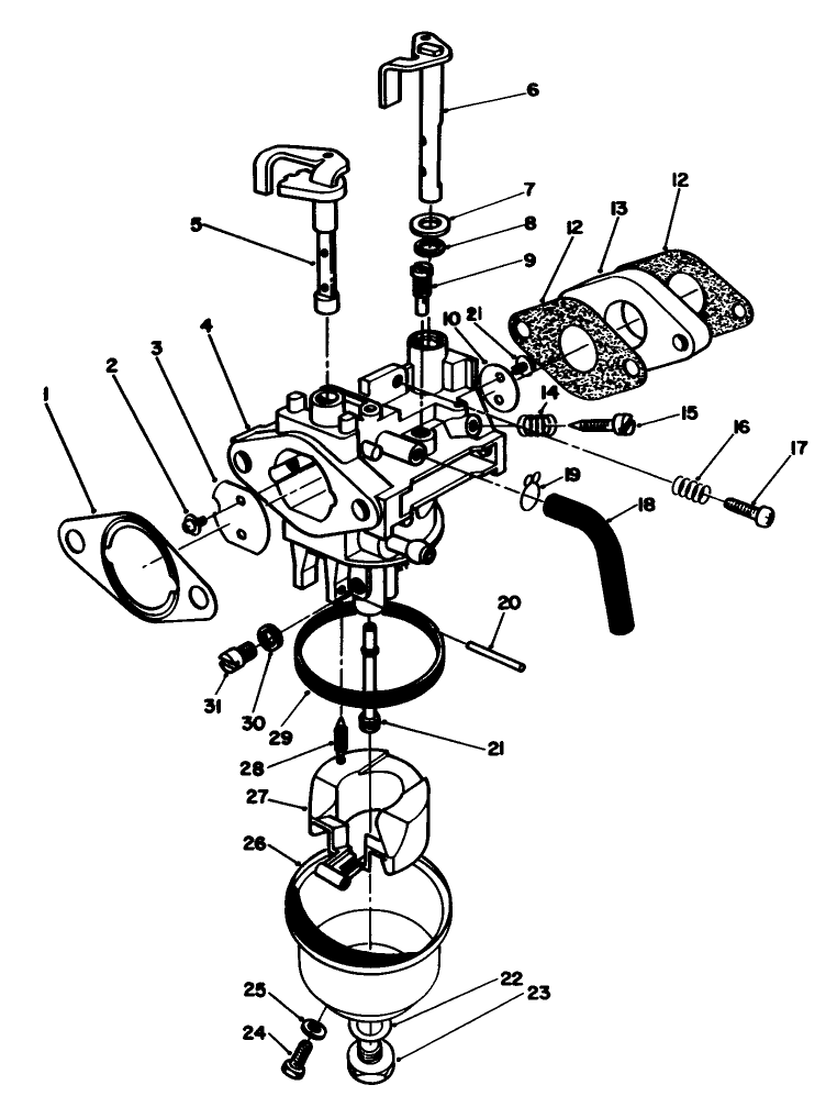 Carburetor Assembly Diagram and Parts List for 20629C 6000001 - 6999999 Toro Lawn Mower