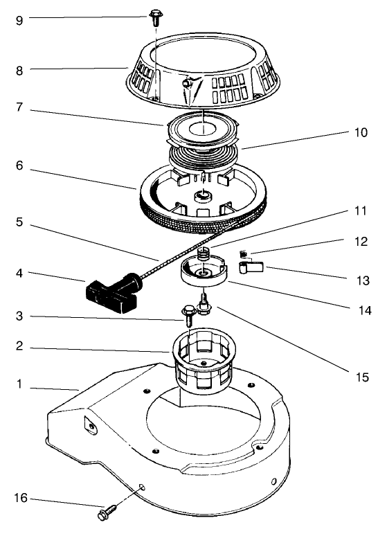 Recoil Assembly (Model No. 47pt6-3) Diagram and Parts List for 22040 7900001 - 7999999 Toro Lawn Mower