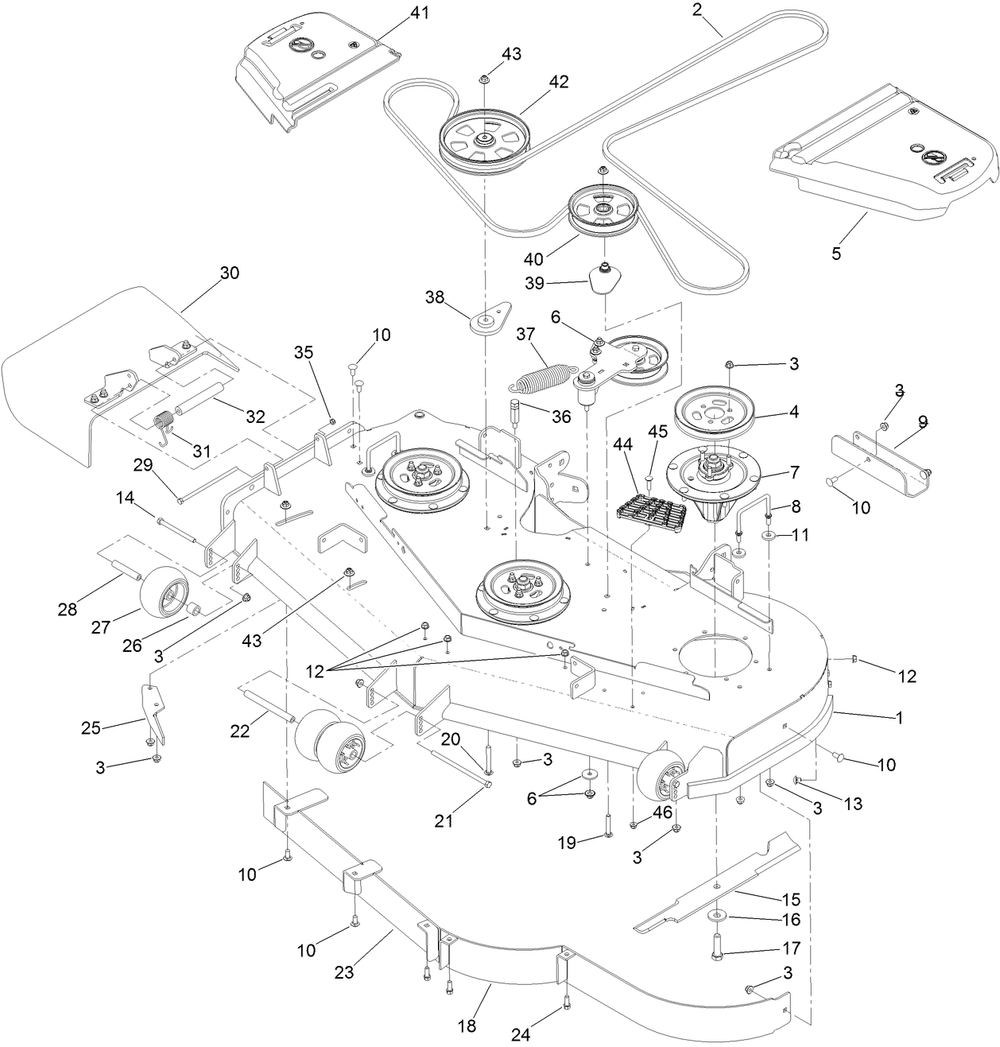 Deck Assembly Diagram and Parts List for 74930 402090000-403319738 Toro Lawn Mower