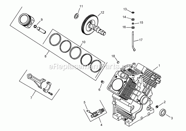 Crankcase Assembly Kohler Ch750-0010 Diagram and Parts List for 74262TE 260000001-260999999 Toro Lawn Mower