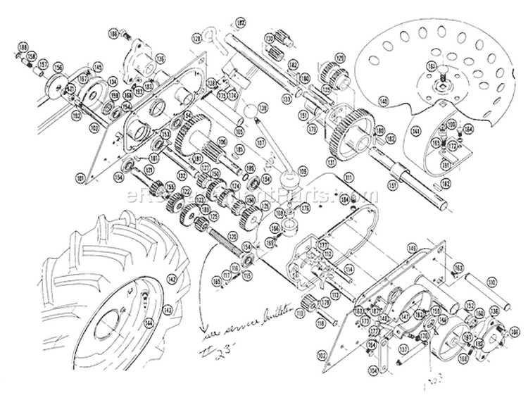 Figure 5-Transmission No. 5010 Used On Model 401 Diagram and Parts List for 401 1961 Toro Lawn Tractor