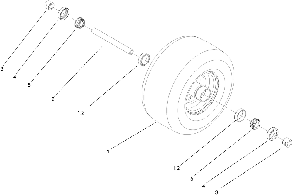 Tire And Wheel Assembly Diagram and Parts List for 74450TE (290000001-290999999)(2009) Toro Lawn Mower