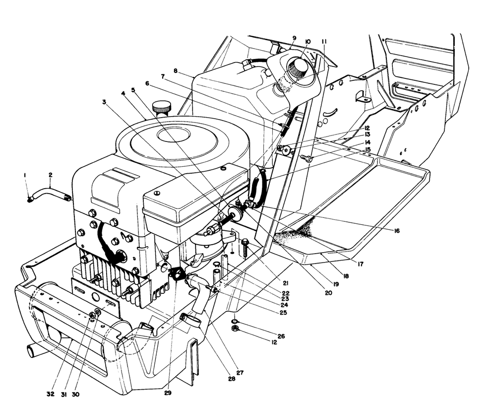 Engine Assembly Diagram and Parts List for 57357 4000001 - 4999999 Toro Lawn Tractor