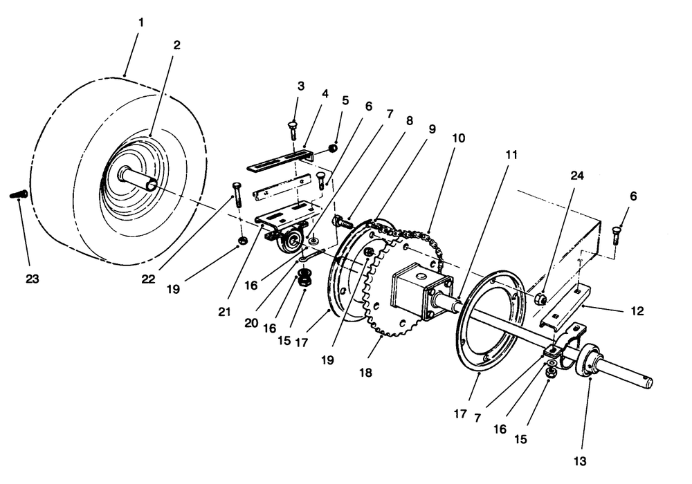 Rear Axle Assembly Diagram and Parts List for 70060 6900001 - 6999999 Toro Lawn Tractor