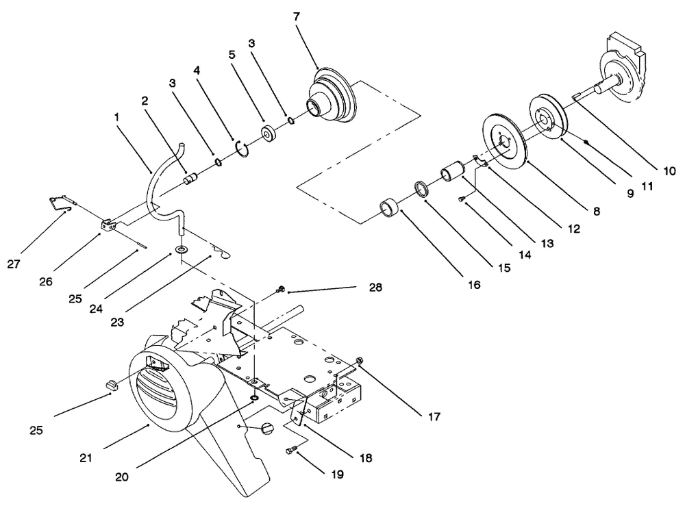 Pto Clutch And Cover Diagram and Parts List for 73521 6900001 - 6999999 Toro Lawn Tractor