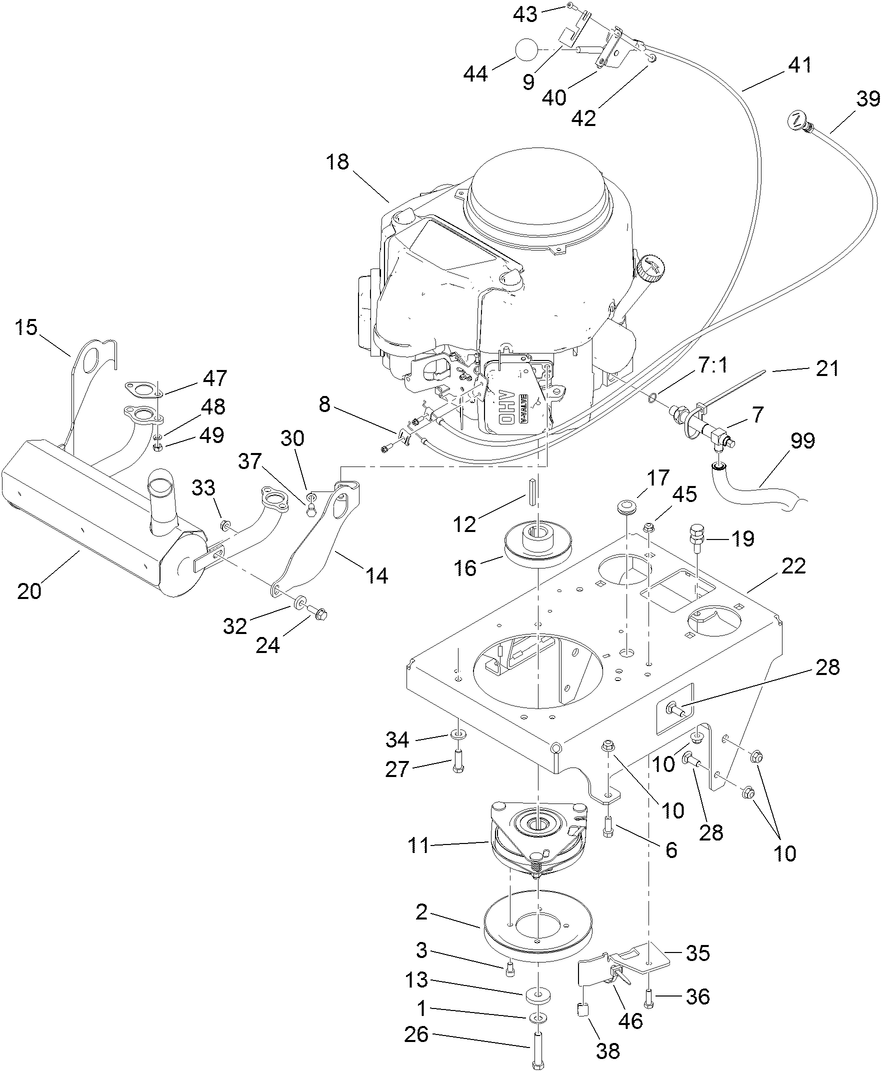 Engine Assembly Diagram and Parts List for 74534TE (313000001-313999999)(2013) Toro Lawn Mower