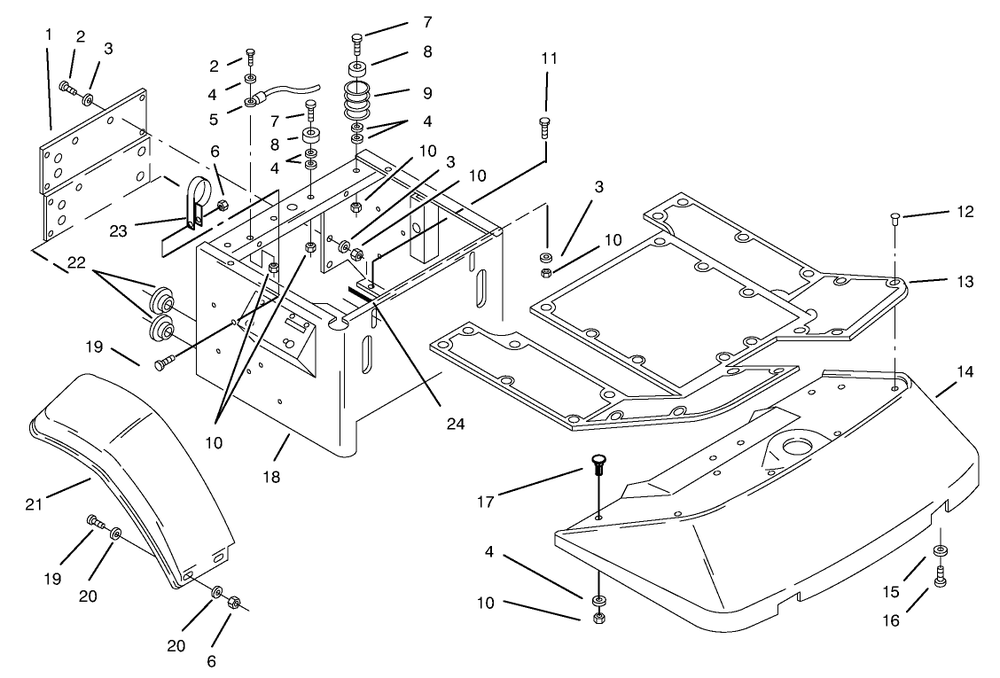 Fenders & Floor Pan Assembly Diagram and Parts List for 74041 49000001 - 49999999 Toro Lawn Tractor