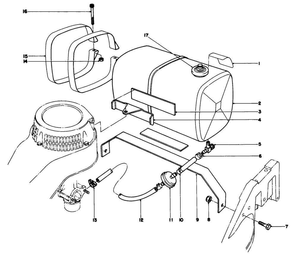 Gas Tank Assembly Diagram and Parts List for 22025 6000001 - 6999999 Toro Lawn Mower