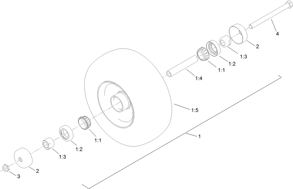 Wheel, Tire And Bearing Assembly Diagram and Parts List for 79534 (316000001-316999999)(2016) Toro Lawn Mower