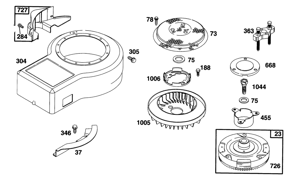 Engine Briggs & Stratton Model 28n707-0131-01 Diagram and Parts List for 71193 6900001 - 6999999 Toro Lawn Tractor
