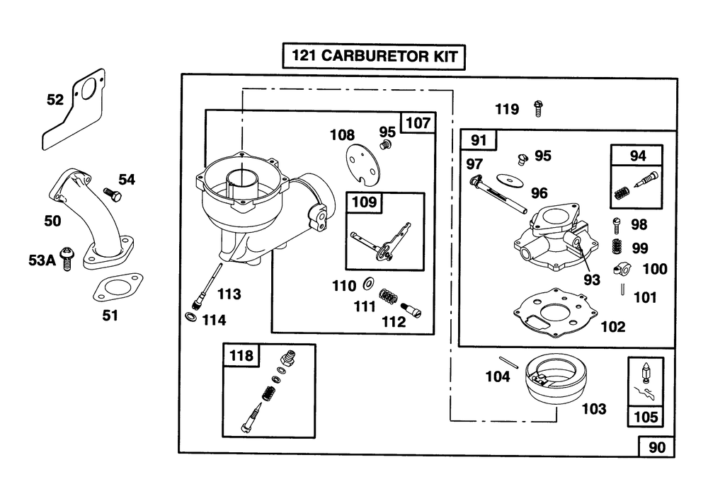 Engine Briggs & Stratton Model 190406-6142-01 Diagram and Parts List for 38570 4900001 - 4999999 Toro Snow Blower