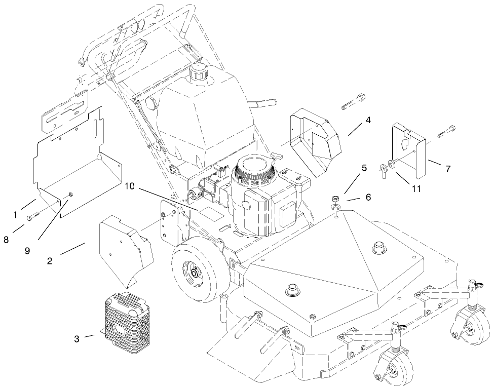 Guards-Belt, Muffler & Rear Discharge Diagram and Parts List for 30184 990001 - 999999 Toro Lawn Mower