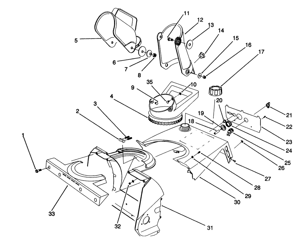 Chute Assembly Diagram and Parts List for 38175 2000001 - 2999999 Toro Snow Blower