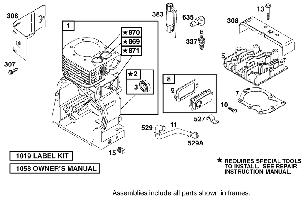 Engine-Briggs And Stratton Model # 92252-0129-02 Diagram and Parts List for 62064 890001 - 899999 Toro Aerator