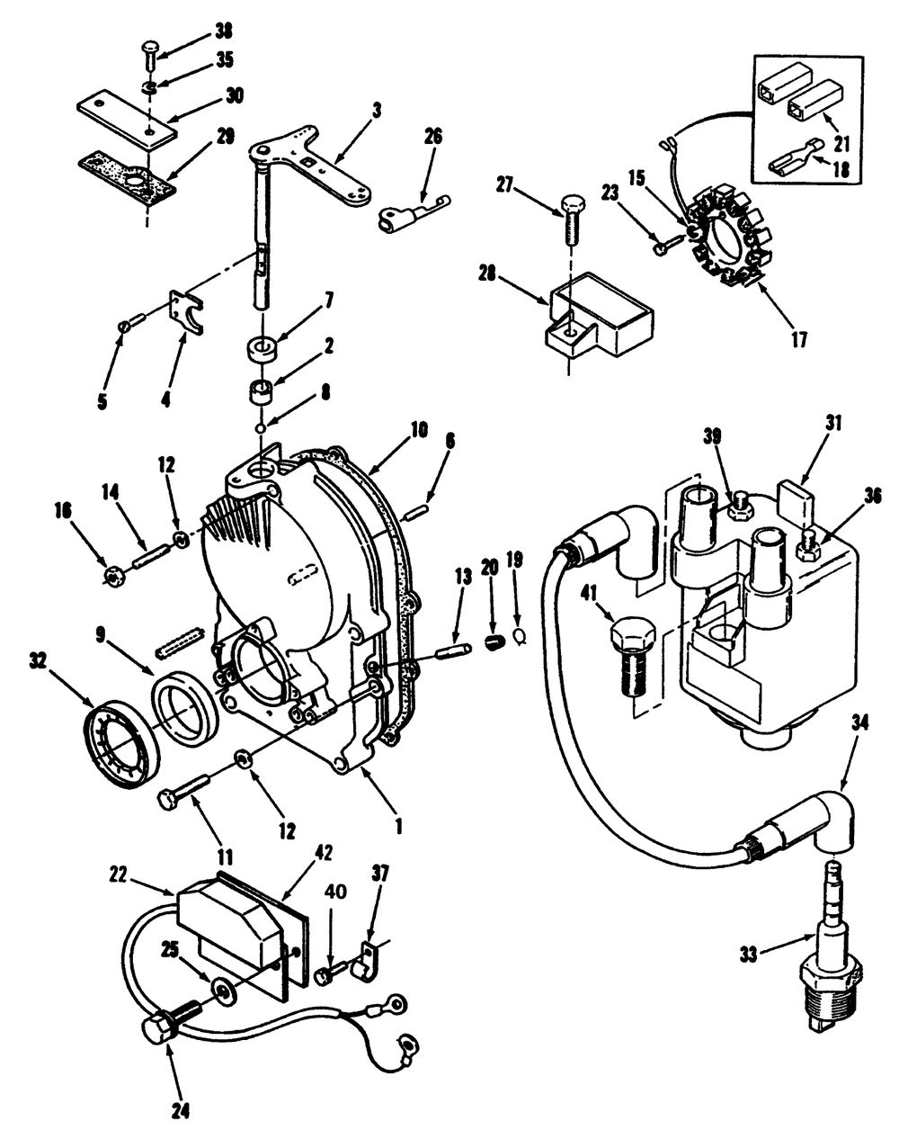 Gearcase And Ignition Controls Diagram and Parts List for 73421 5901047 - 5999999 Toro Lawn Tractor