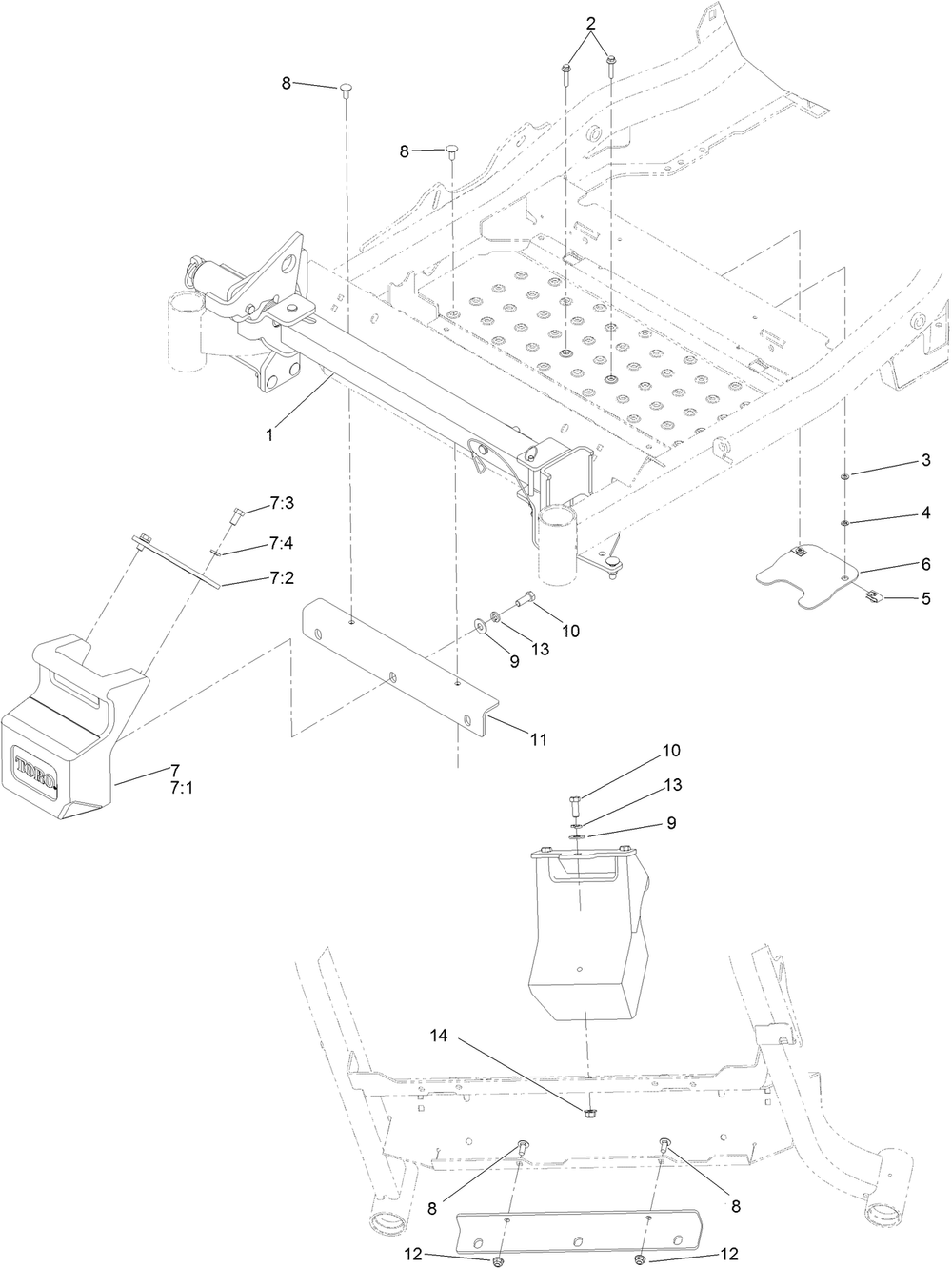 Z Stand And Weight Assembly Diagram and Parts List for 74142TE (316000001-316999999)(2016) Toro Lawn Mower