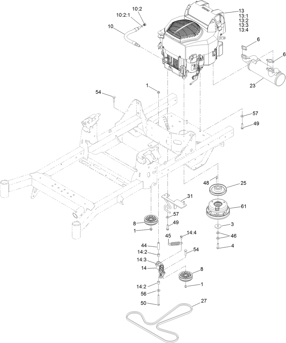 Engine Assembly Diagram and Parts List for 74463 400000000-402099999 Toro Lawn Tractor