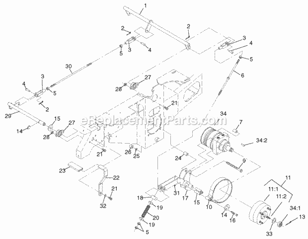 Parking Brake System Assembly Diagram and Parts List for 74179 210000001-210999999 Toro Lawn Mower