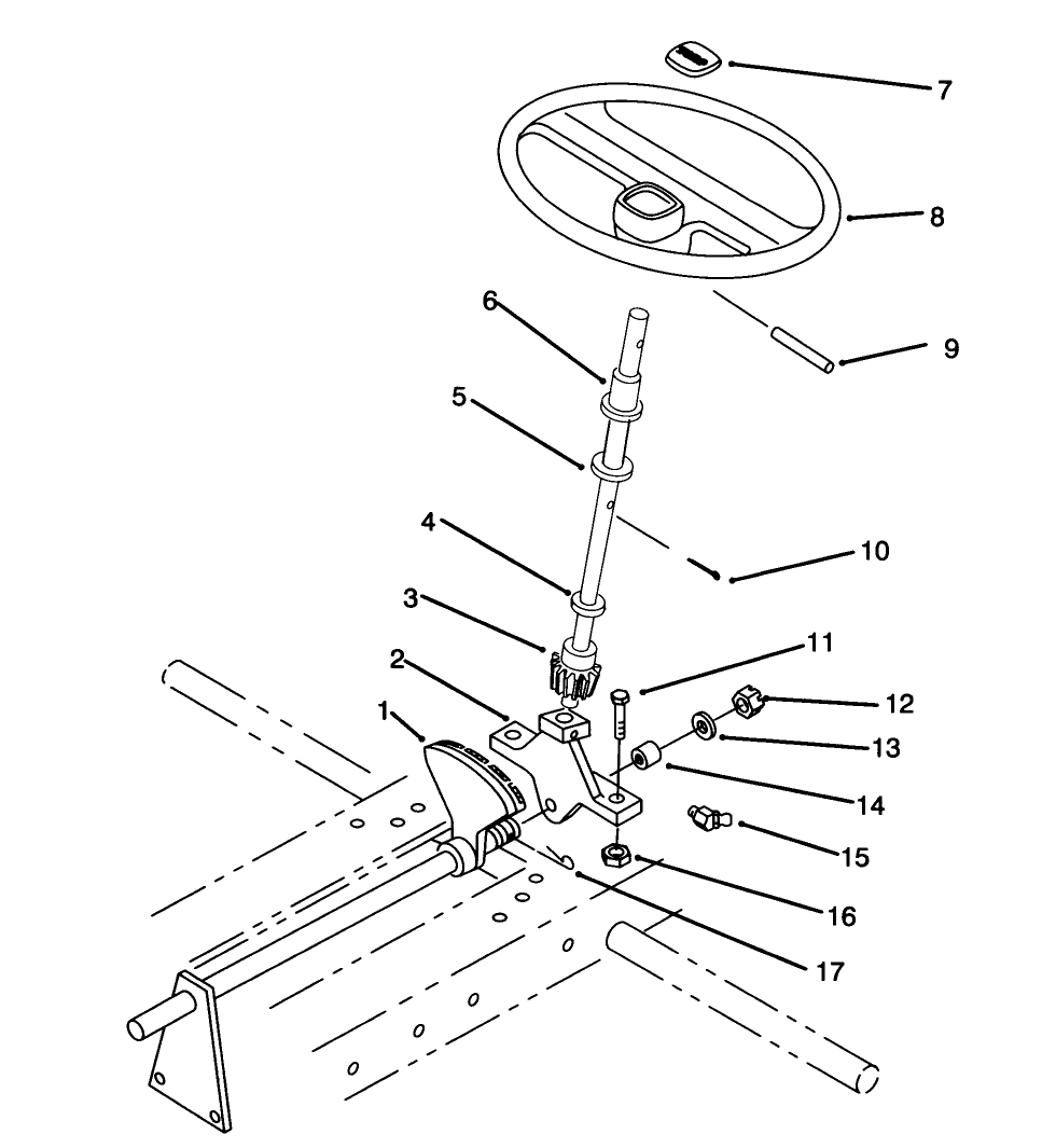 Steering Gear Assembly Diagram and Parts List for 73520 4900001 - 4999999 Toro Lawn Tractor
