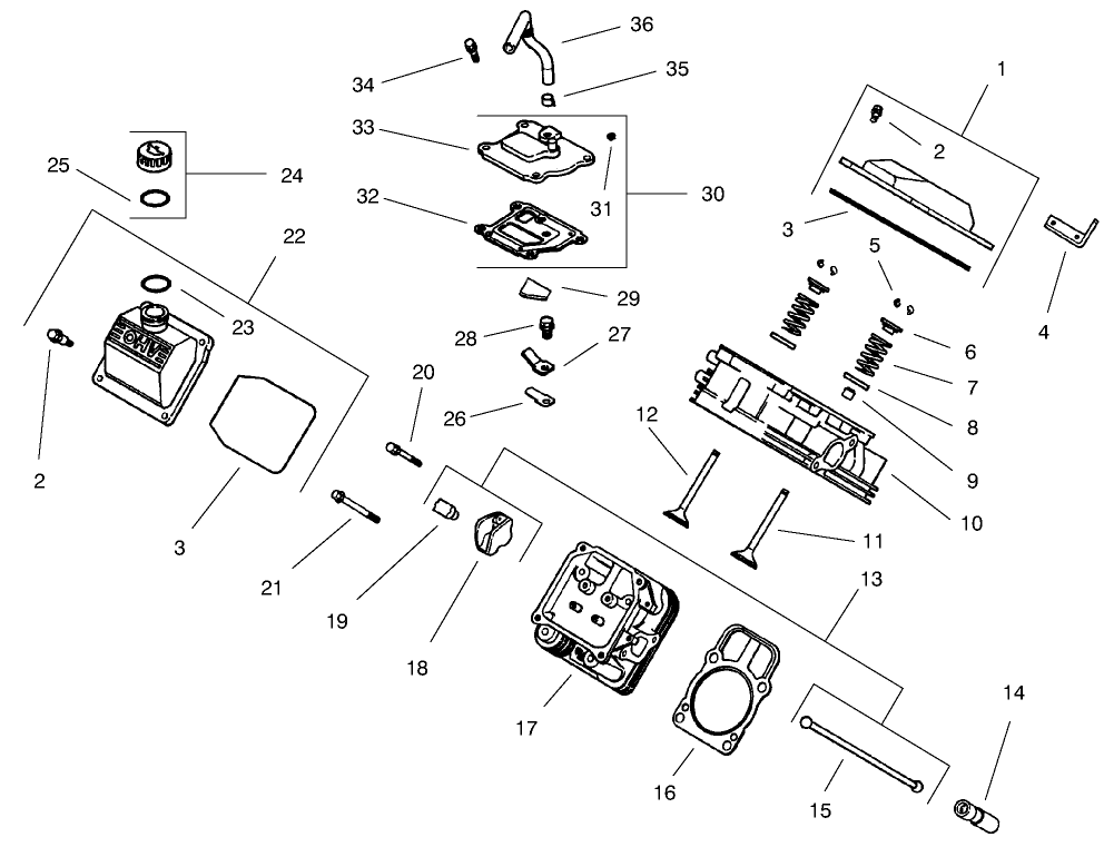 Gorup 4-Head/Valve/Breather Diagram and Parts List for 74209 (0000001-0000999)(2000) Toro Lawn Mower