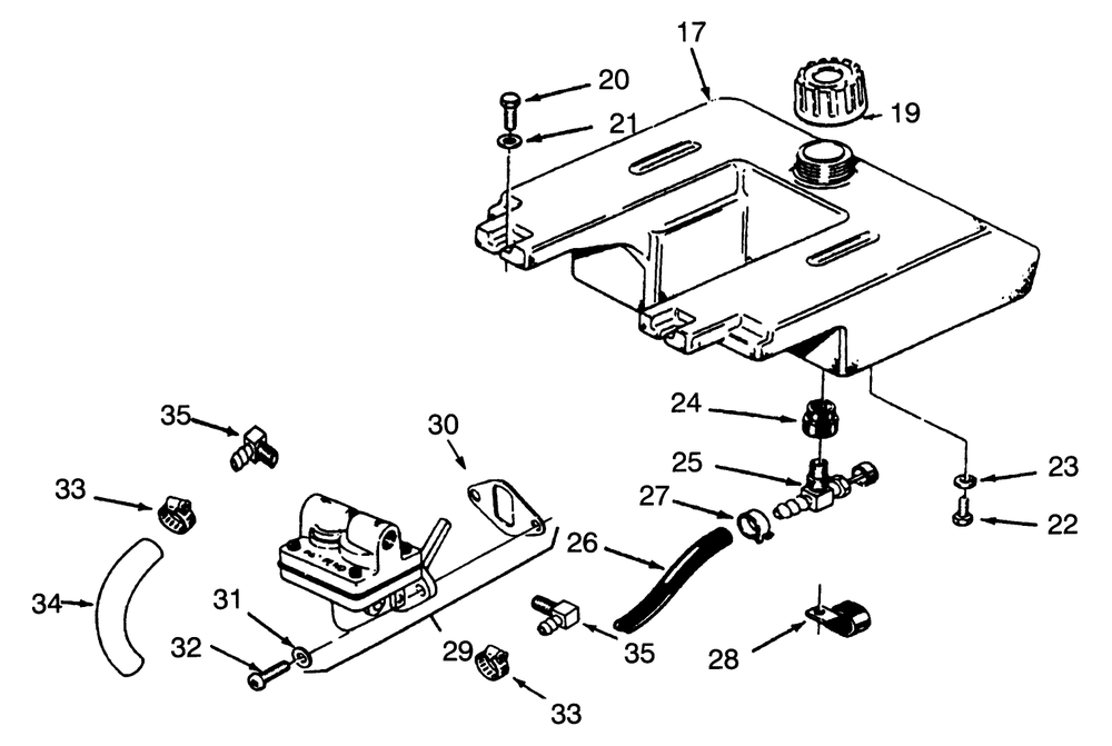Fuel System Diagram and Parts List for 73401 3900001 - 3999999 Toro Lawn Tractor