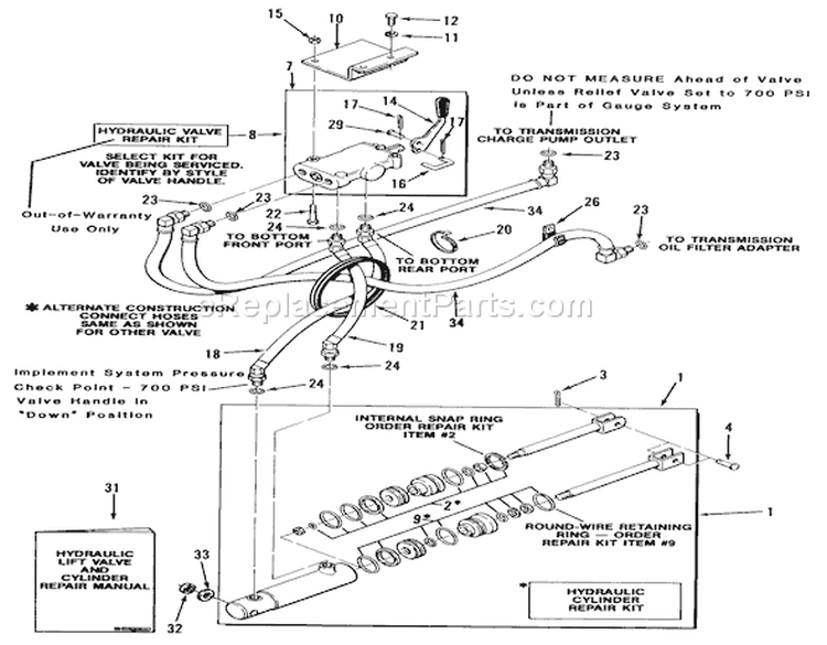 Hydrostatic System 312-H, 416-H Diagram and Parts List for 31-10K801 1990 Toro Lawn Tractor