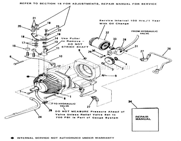 Hydrostatic Transmission-312-H, 416-H Diagram and Parts List for 31-10K801 1990 Toro Lawn Tractor