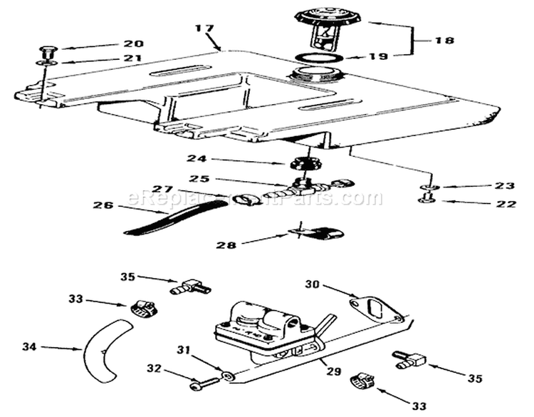 Kohler Fuel System Diagram and Parts List for 31-10K801 1990 Toro Lawn Tractor