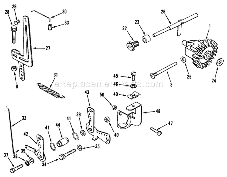 Kohler Governor Linkage Diagram and Parts List for 31-10K801 1990 Toro Lawn Tractor