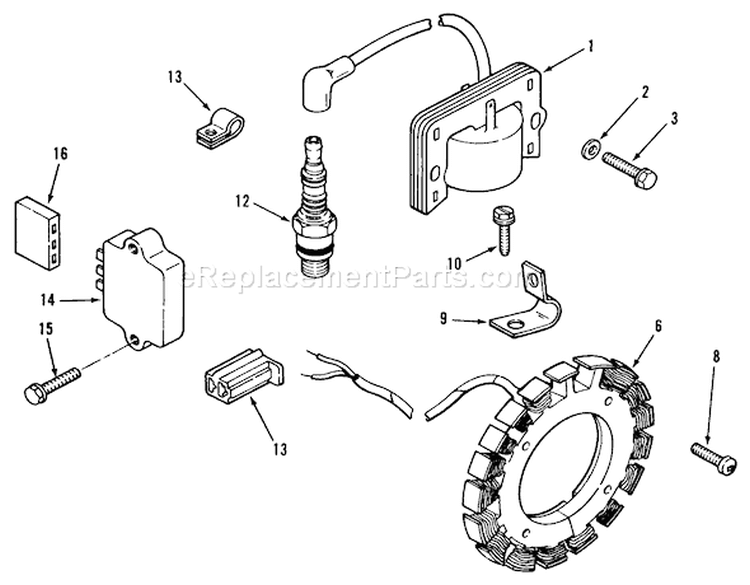 Kohler Ignition System Diagram and Parts List for 31-10K801 1990 Toro Lawn Tractor