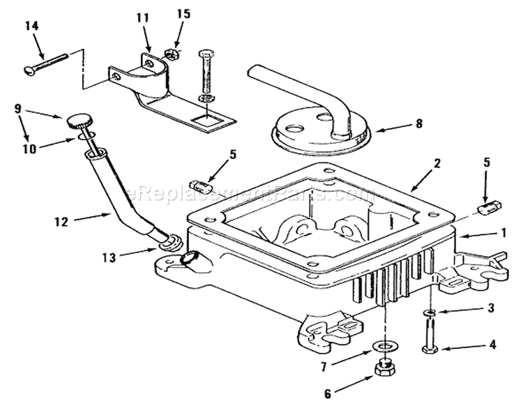 Oil Base Fill Tube And Bracket Diagram and Parts List for 31-10K801 1990 Toro Lawn Tractor