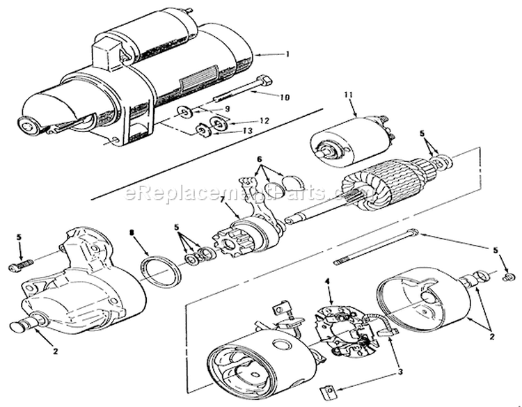 Starter Diagram and Parts List for 31-10K801 1990 Toro Lawn Tractor