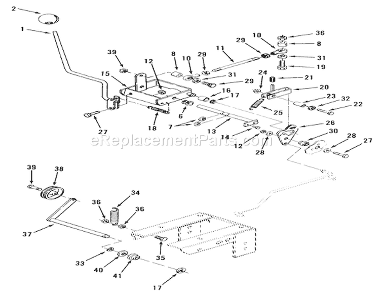 Clutch, Brake And Speed Control Linkage-312-H & 416-H Diagram and Parts List for 41-16OE01 1990 Toro Lawn Tractor