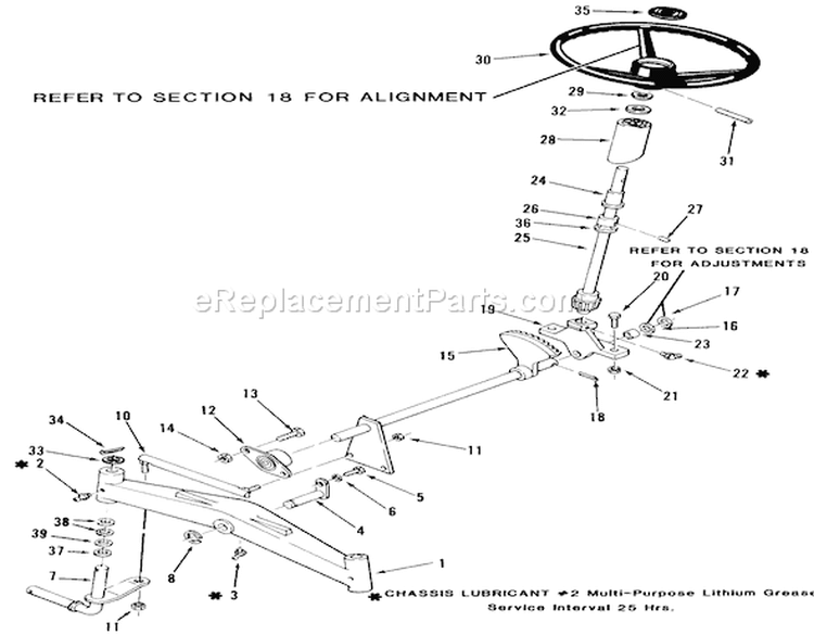 Front Axle And Steering Diagram and Parts List for 31-18KE01 1987 Toro Lawn Tractor