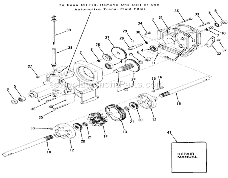 Transaxle Diagram and Parts List for 31-18KE01 1987 Toro Lawn Tractor