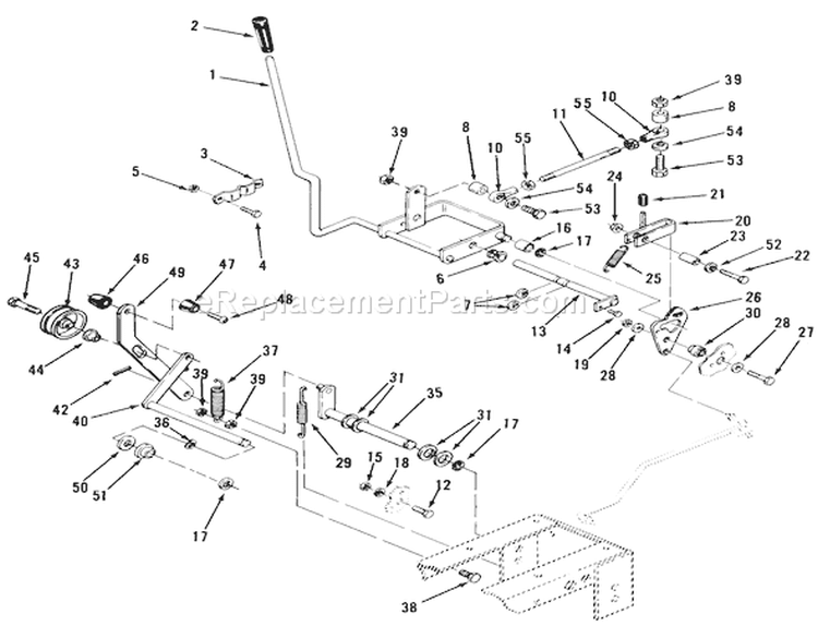 Clutch, Brake & Speed Control Linkage Diagram and Parts List for 31-18KE01 1987 Toro Lawn Tractor