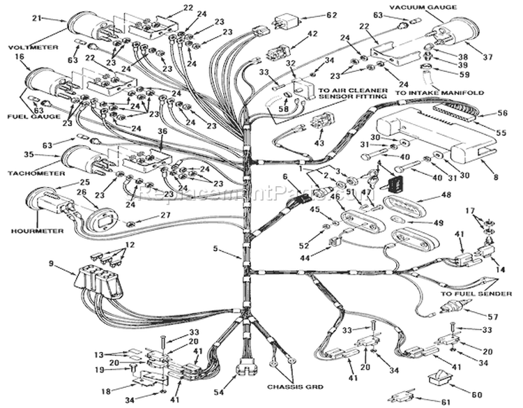 Electrical System Diagram and Parts List for 41-20O801 1990 Toro Lawn Tractor