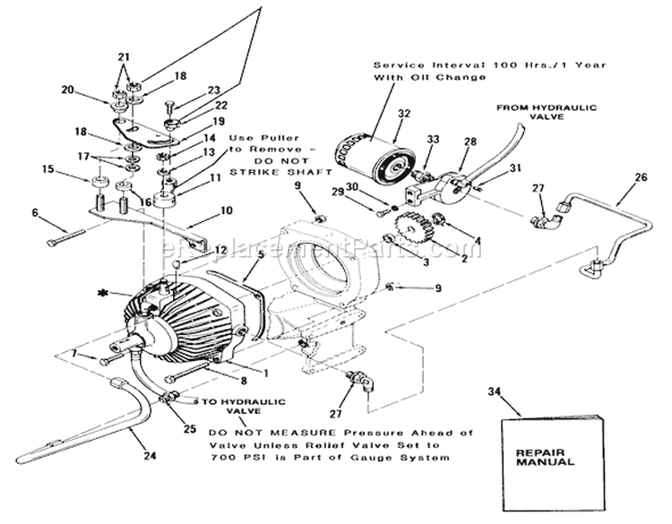 Hydrostatic Transmission-520-H Diagram and Parts List for 41-20O801 1990 Toro Lawn Tractor