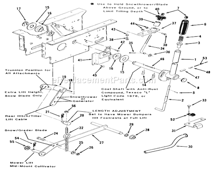 Manual Lift Linkage-520-8 Diagram and Parts List for 41-20O801 1990 Toro Lawn Tractor