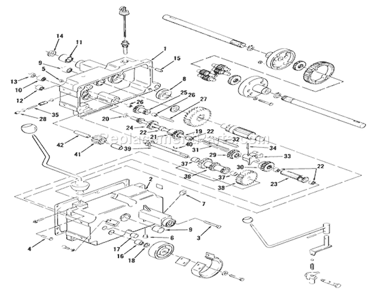 Mechanical Transmission 8-Speed Diagram and Parts List for 41-20O801 1990 Toro Lawn Tractor
