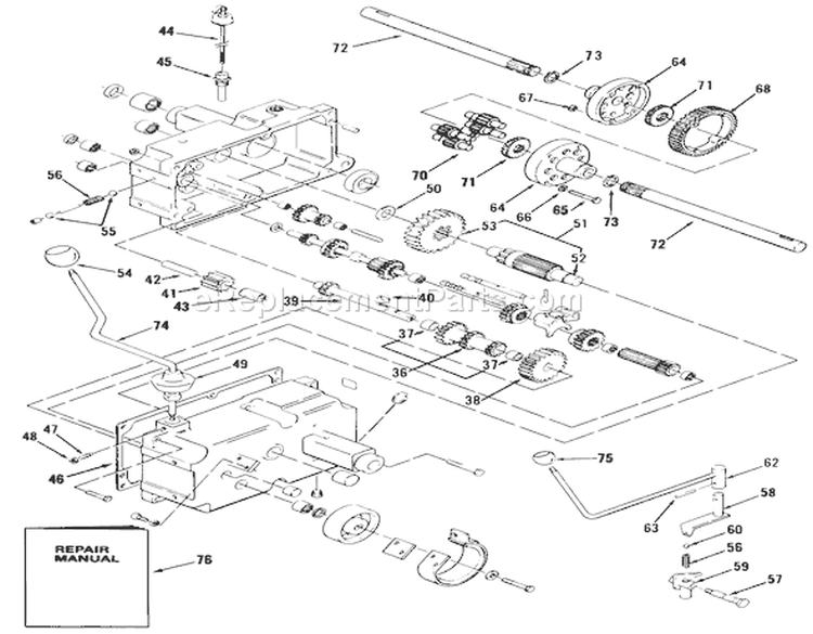 Mechanical Transmission 8-Speed (continued) Diagram and Parts List for 41-20O801 1990 Toro Lawn Tractor