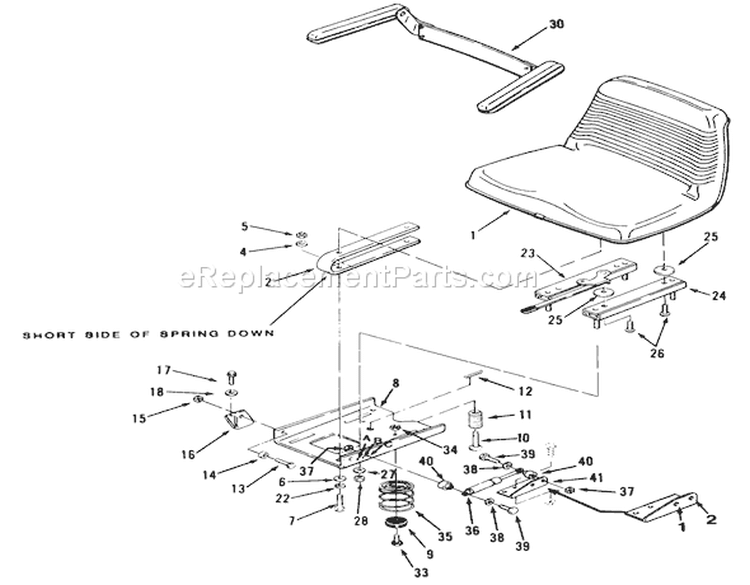 Seat Diagram and Parts List for 41-20O801 1990 Toro Lawn Tractor